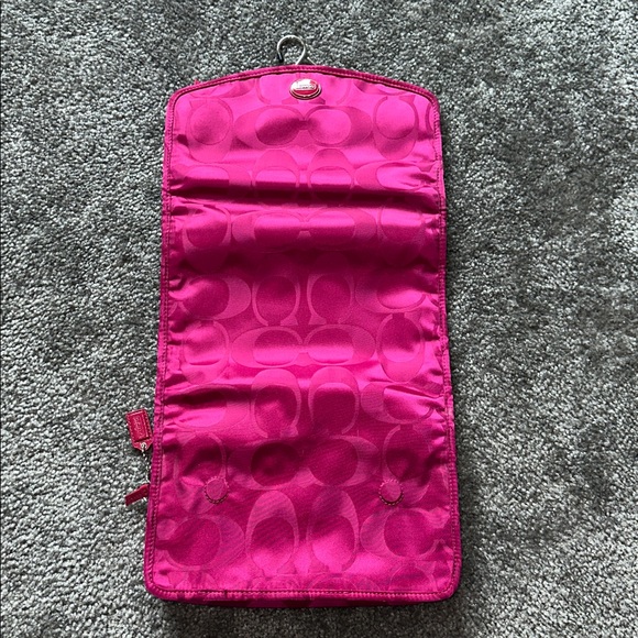 Coach pink hanging cosmetic organizer. - Picture 3 of 5